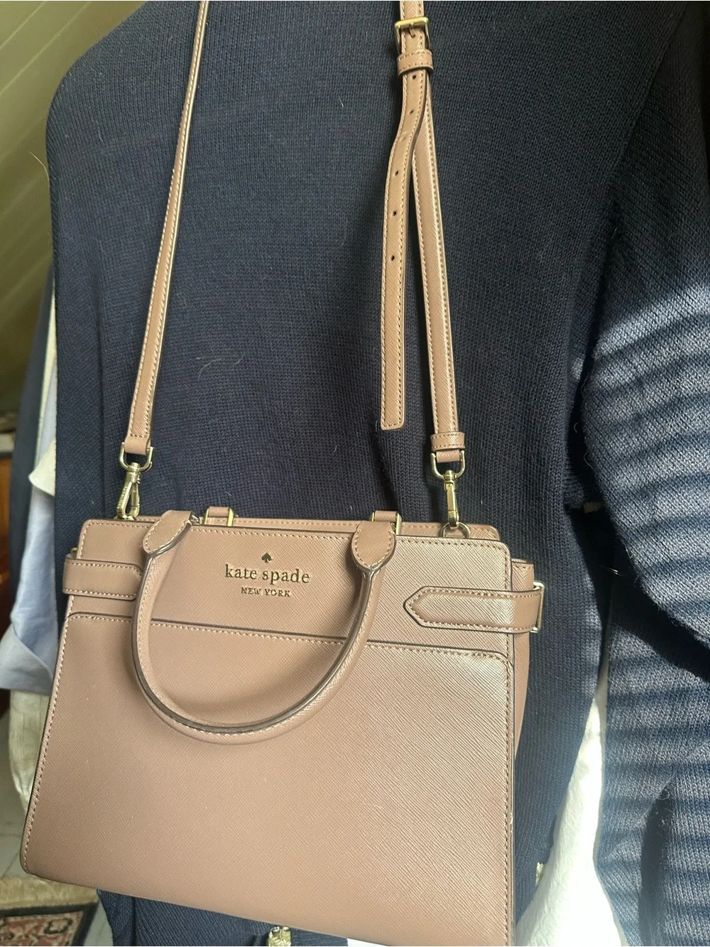 Kate Spade Taupe/gray/lilac Leather Crossbody Satchel